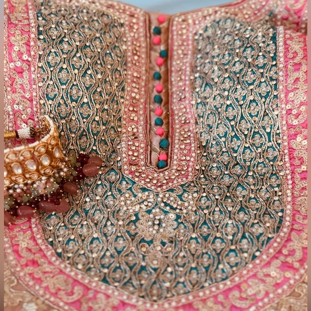 Designer anarkali indian wedding outfit. Gharaara style